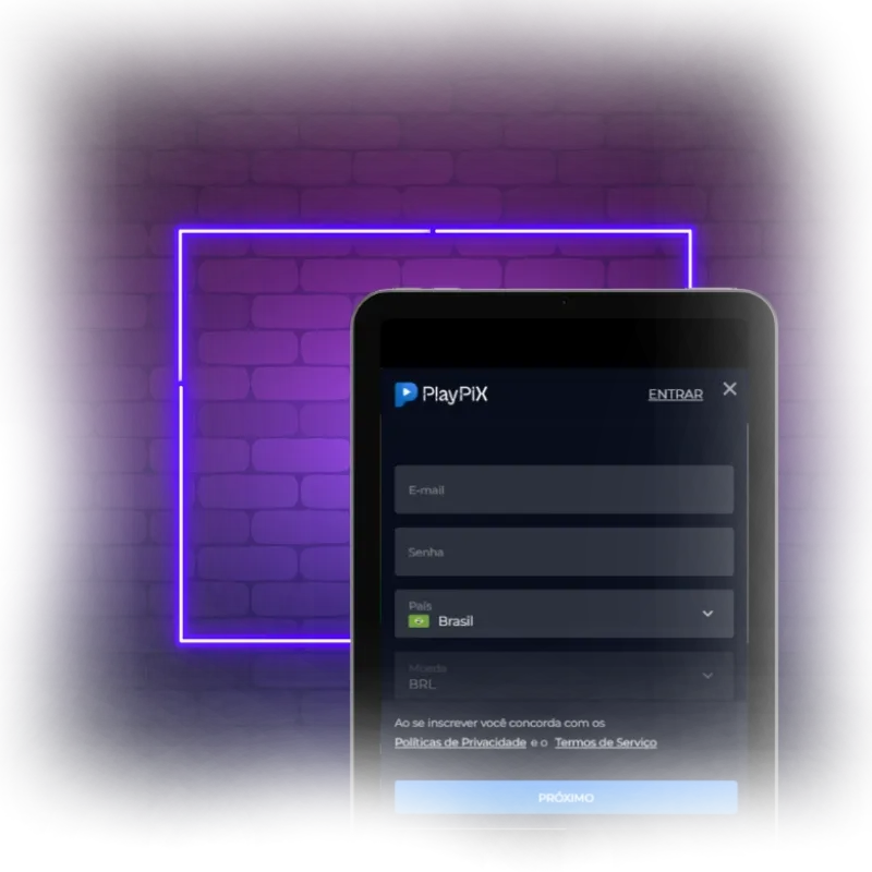 foto de um celular mostrando a página de login do playpix